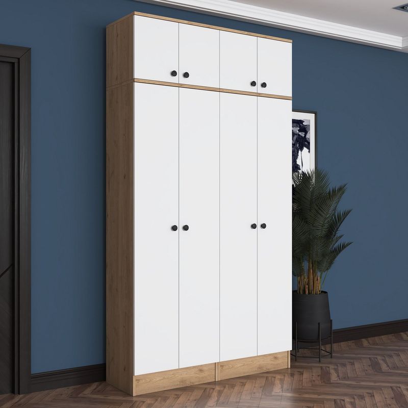 Casa si Gradina - Mobilier - Organizare si depozitare - Cuiere - Cuier hol Hanah Home, PAL melaminat, 119.6 x 37.5 x 226.4 cm, nuc/alb, 893RAN5470 - Infinity.ro