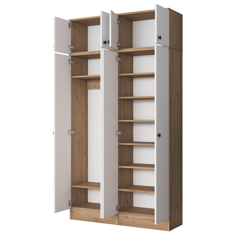 Casa si Gradina - Mobilier - Organizare si depozitare - Cuiere - Cuier hol Hanah Home, PAL melaminat, 119.6 x 37.5 x 226.4 cm, nuc/alb, 893RAN5470 - Infinity.ro