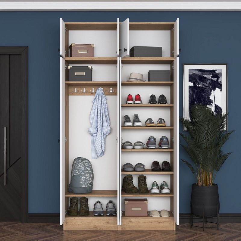 Casa si Gradina - Mobilier - Organizare si depozitare - Cuiere - Cuier hol Hanah Home, PAL melaminat, 119.6 x 37.5 x 226.4 cm, nuc/alb, 893RAN5470 - Infinity.ro