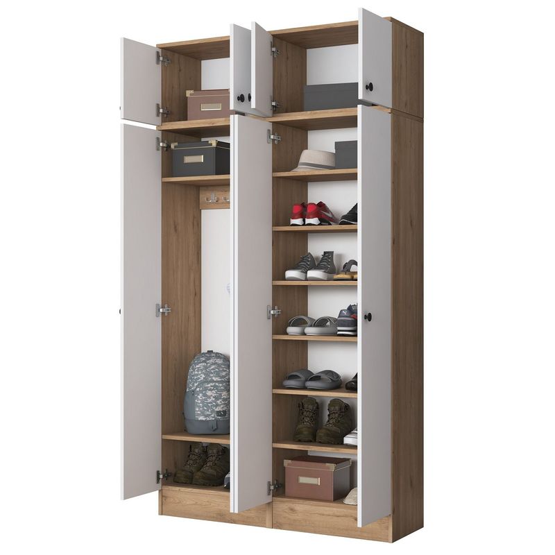 Casa si Gradina - Mobilier - Organizare si depozitare - Cuiere - Cuier hol Hanah Home, PAL melaminat, 119.6 x 37.5 x 226.4 cm, nuc/alb, 893RAN5470 - Infinity.ro