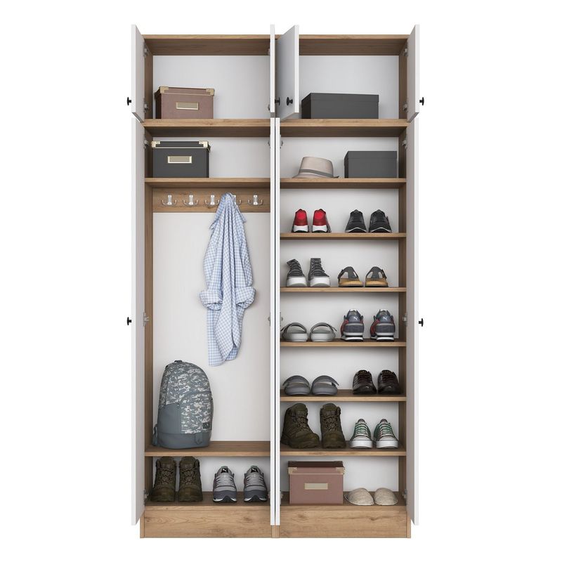 Casa si Gradina - Mobilier - Organizare si depozitare - Cuiere - Cuier hol Hanah Home, PAL melaminat, 119.6 x 37.5 x 226.4 cm, nuc/alb, 893RAN5470 - Infinity.ro
