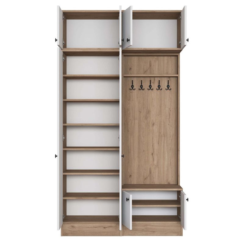 Casa si Gradina - Mobilier - Organizare si depozitare - Cuiere - Cuier hol Hanah Home, PAL melaminat, 119.6 x 37.5 x 226.4 cm, nuc/alb, 893RAN5465 - Infinity.ro