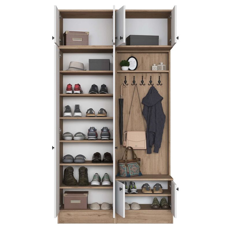 Casa si Gradina - Mobilier - Organizare si depozitare - Cuiere - Cuier hol Hanah Home, PAL melaminat, 119.6 x 37.5 x 226.4 cm, nuc/alb, 893RAN5465 - Infinity.ro