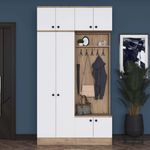 Casa si Gradina - Mobilier - Organizare si depozitare - Cuiere - Cuier hol Hanah Home, PAL melaminat, 119.6 x 37.5 x 226.4 cm, nuc/alb, 893RAN5465 - Infinity.ro