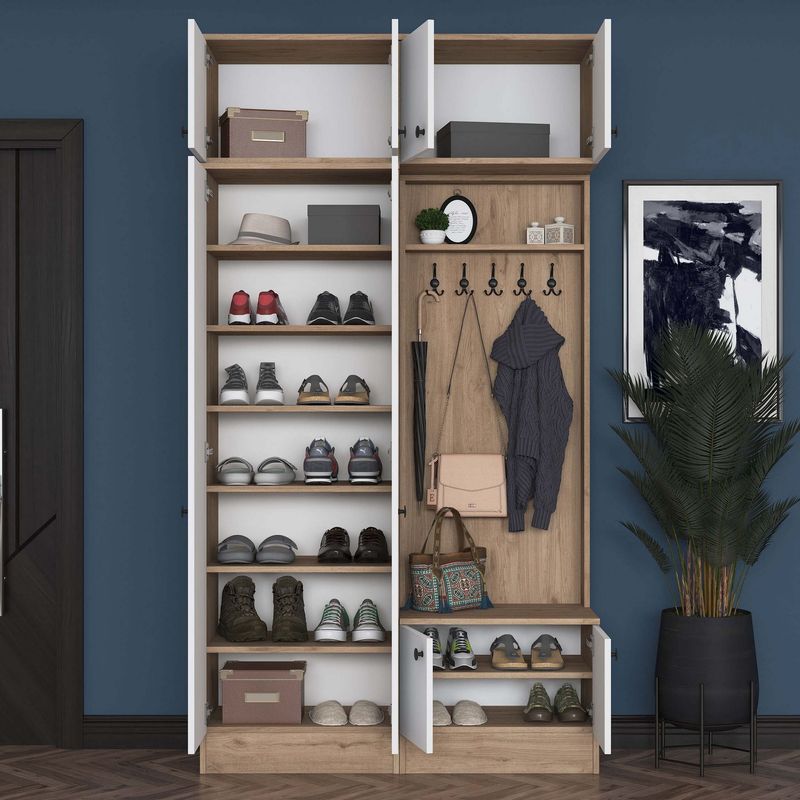 Casa si Gradina - Mobilier - Organizare si depozitare - Cuiere - Cuier hol Hanah Home, PAL melaminat, 119.6 x 37.5 x 226.4 cm, nuc/alb, 893RAN5465 - Infinity.ro