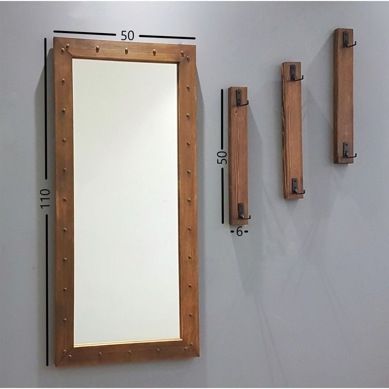 Casa si Gradina - Mobilier - Organizare si depozitare - Cuiere - Cuier hol Hanah Home, 100% lemn masiv de pin, 50 x 110 cm, nuc, 552NOS1209 - Infinity.ro