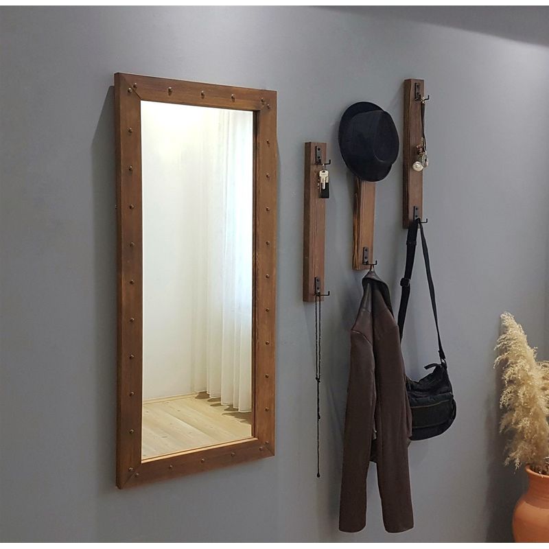 Casa si Gradina - Mobilier - Organizare si depozitare - Cuiere - Cuier hol Hanah Home, 100% lemn masiv de pin, 50 x 110 cm, nuc, 552NOS1209 - Infinity.ro