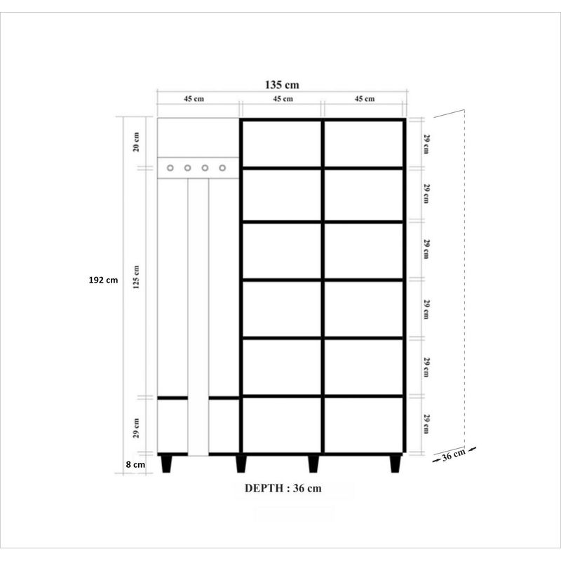 Casa si Gradina - Mobilier - Organizare si depozitare - Cuiere - Cuier hol Hanah Home, PAL melaminat, 135 x 36 x 192 cm, stejar sonoma, 863SPH4821 - Infinity.ro