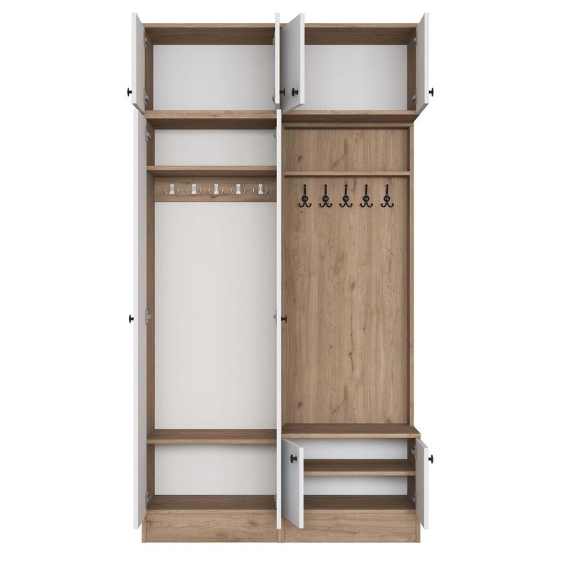 Casa si Gradina - Mobilier - Organizare si depozitare - Cuiere - Cuier hol Hanah Home, PAL melaminat, 119.6 x 37.5 x 226.4 cm, nuc/alb, 893RAN5467 - Infinity.ro