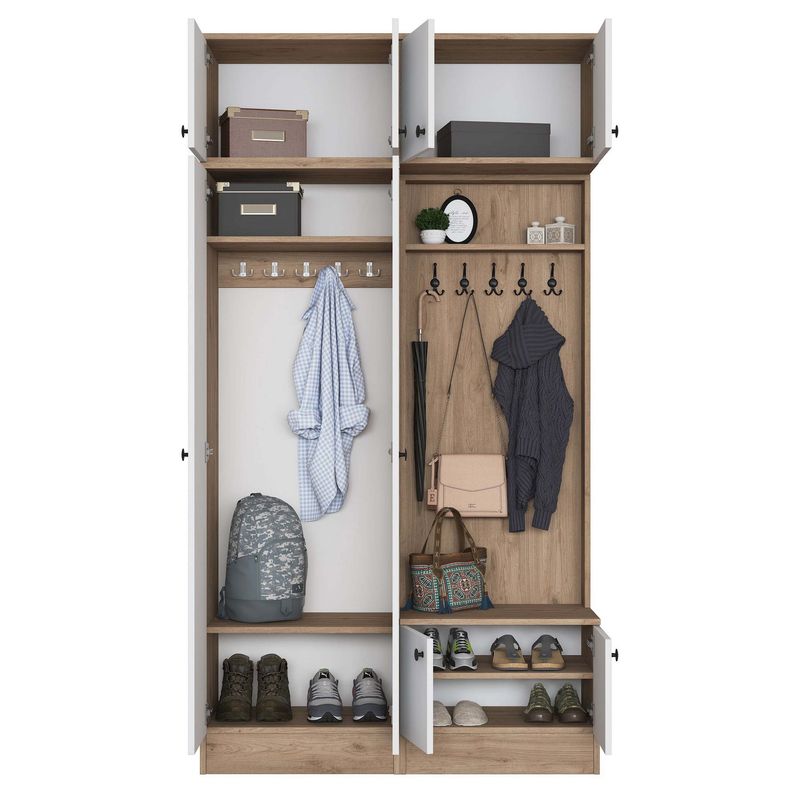 Casa si Gradina - Mobilier - Organizare si depozitare - Cuiere - Cuier hol Hanah Home, PAL melaminat, 119.6 x 37.5 x 226.4 cm, nuc/alb, 893RAN5467 - Infinity.ro