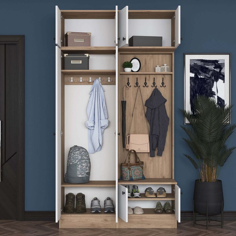Casa si Gradina - Mobilier - Organizare si depozitare - Cuiere - Cuier hol Hanah Home, PAL melaminat, 119.6 x 37.5 x 226.4 cm, nuc/alb, 893RAN5467 - Infinity.ro