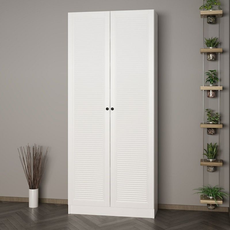 Casa si Gradina - Mobilier - Organizare si depozitare - Cuiere - Cuier hol Hanah Home, PAL melaminat, 90 x 35 x 210 cm, alb, 506MNR3317 - Infinity.ro