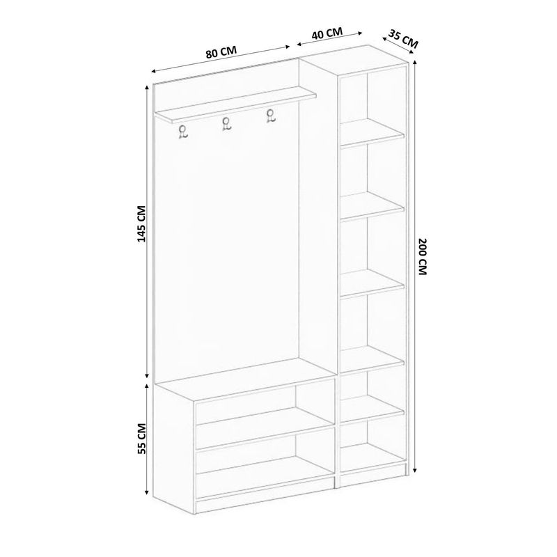 Casa si Gradina - Mobilier - Organizare si depozitare - Cuiere - Cuier hol Hanah Home, PAL melaminat, 120 x 35 x 200 cm, alb mat, 167RAB1605 - Infinity.ro