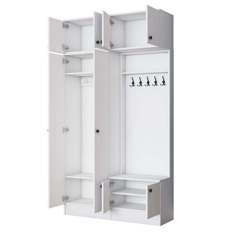 Casa si Gradina - Mobilier - Organizare si depozitare - Cuiere - Cuier hol Hanah Home, PAL melaminat, 119.6 x 37.5 x 226.4 cm, alb, 893RAN5468 - Infinity.ro
