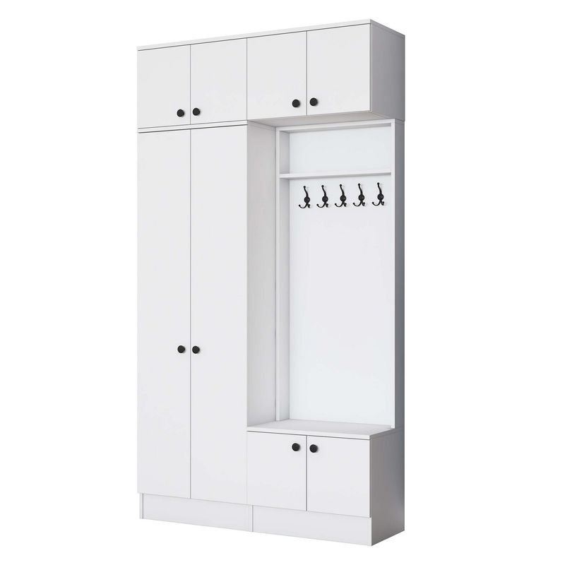 Casa si Gradina - Mobilier - Organizare si depozitare - Cuiere - Cuier hol Hanah Home, PAL melaminat, 119.6 x 37.5 x 226.4 cm, alb, 893RAN5468 - Infinity.ro