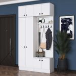 Casa si Gradina - Mobilier - Organizare si depozitare - Cuiere - Cuier hol Hanah Home, PAL melaminat, 119.6 x 37.5 x 226.4 cm, alb, 893RAN5468 - Infinity.ro