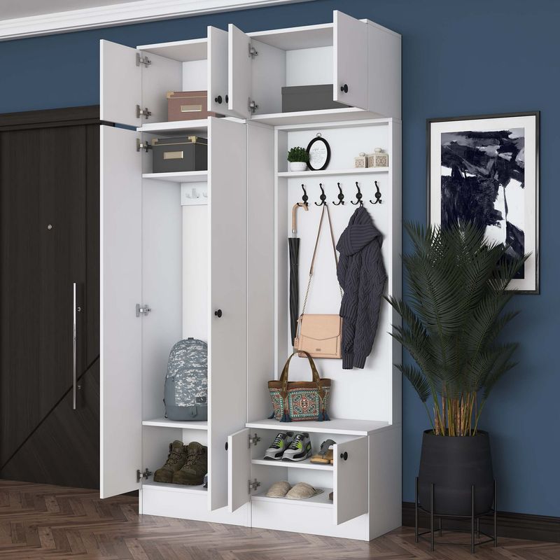 Casa si Gradina - Mobilier - Organizare si depozitare - Cuiere - Cuier hol Hanah Home, PAL melaminat, 119.6 x 37.5 x 226.4 cm, alb, 893RAN5468 - Infinity.ro