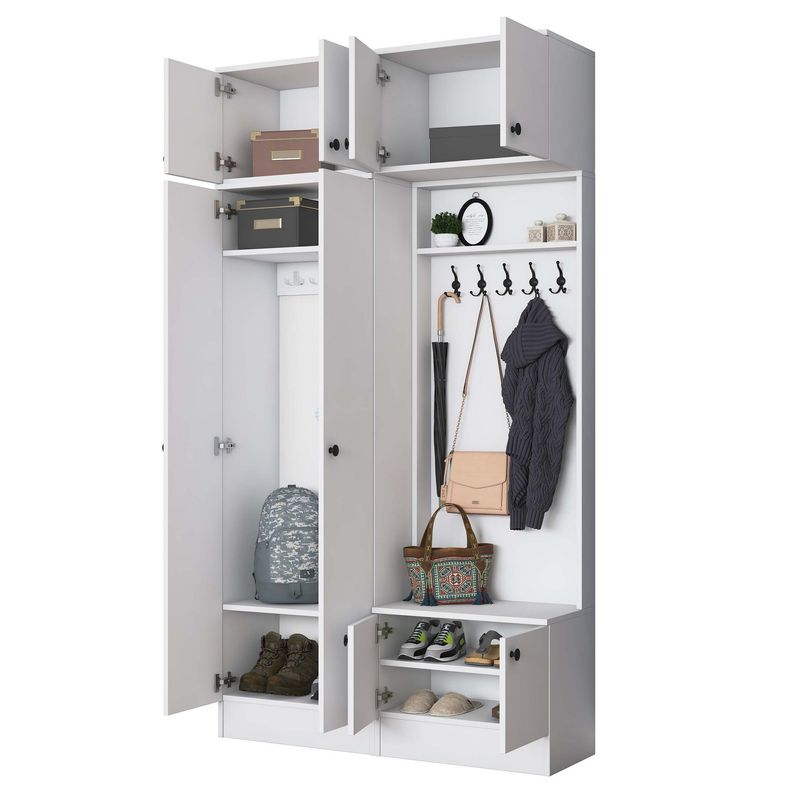 Casa si Gradina - Mobilier - Organizare si depozitare - Cuiere - Cuier hol Hanah Home, PAL melaminat, 119.6 x 37.5 x 226.4 cm, alb, 893RAN5468 - Infinity.ro