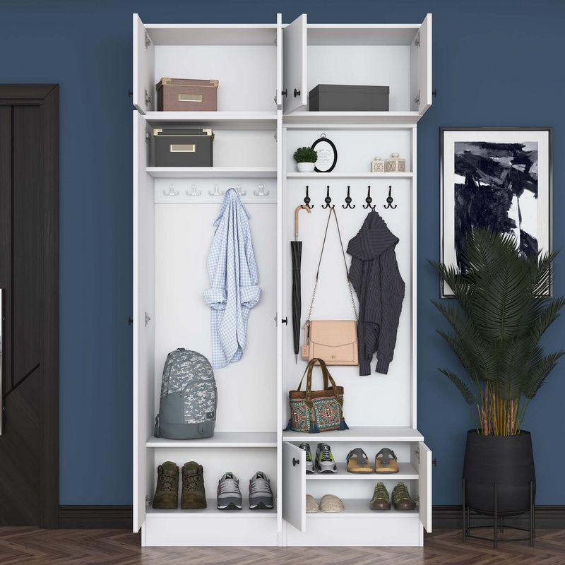 Casa si Gradina - Mobilier - Organizare si depozitare - Cuiere - Cuier hol Hanah Home, PAL melaminat, 119.6 x 37.5 x 226.4 cm, alb, 893RAN5468 - Infinity.ro