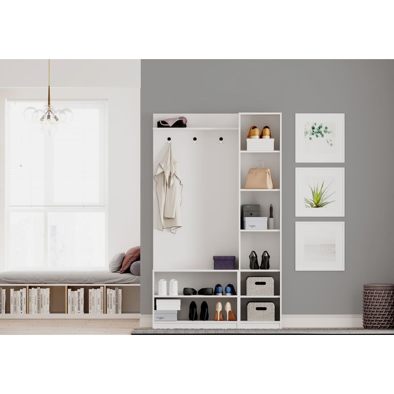 Casa si Gradina - Mobilier - Organizare si depozitare - Cuiere - Cuier hol Hanah Home, PAL melaminat, 120 x 35 x 200 cm, alb mat, 167RAB1604 - Infinity.ro