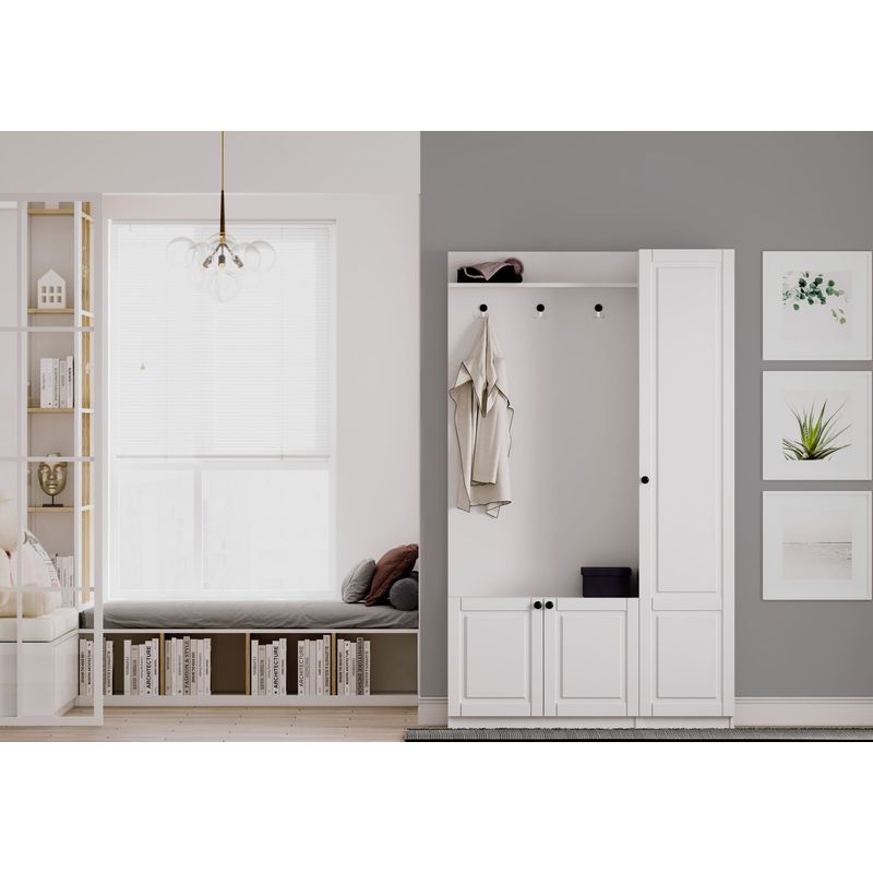 Casa si Gradina - Mobilier - Organizare si depozitare - Cuiere - Cuier hol Hanah Home, PAL melaminat, 120 x 35 x 200 cm, alb mat, 167RAB1604 - Infinity.ro