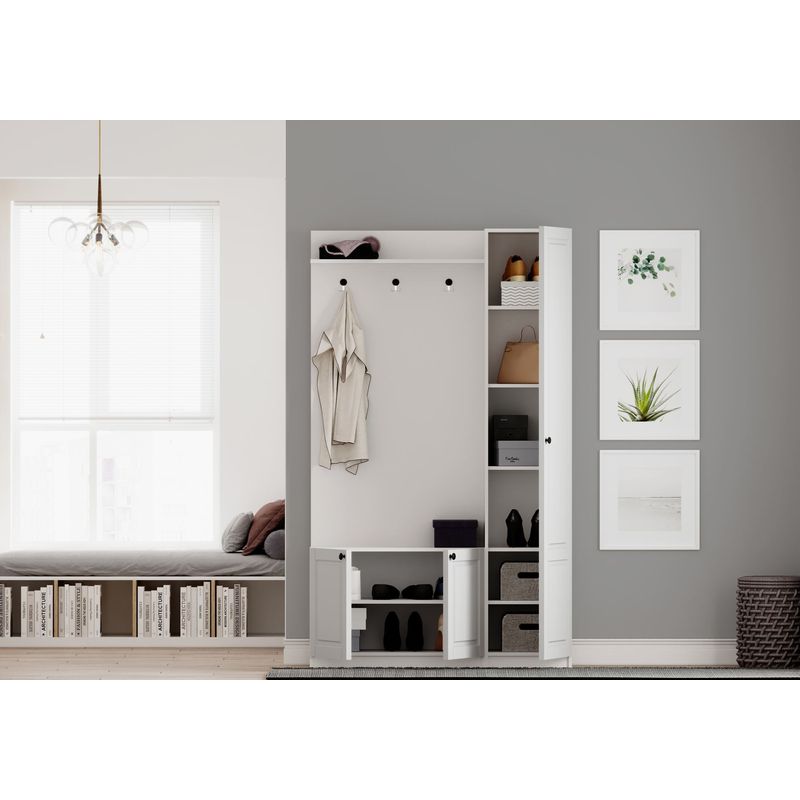 Casa si Gradina - Mobilier - Organizare si depozitare - Cuiere - Cuier hol Hanah Home, PAL melaminat, 120 x 35 x 200 cm, alb mat, 167RAB1604 - Infinity.ro