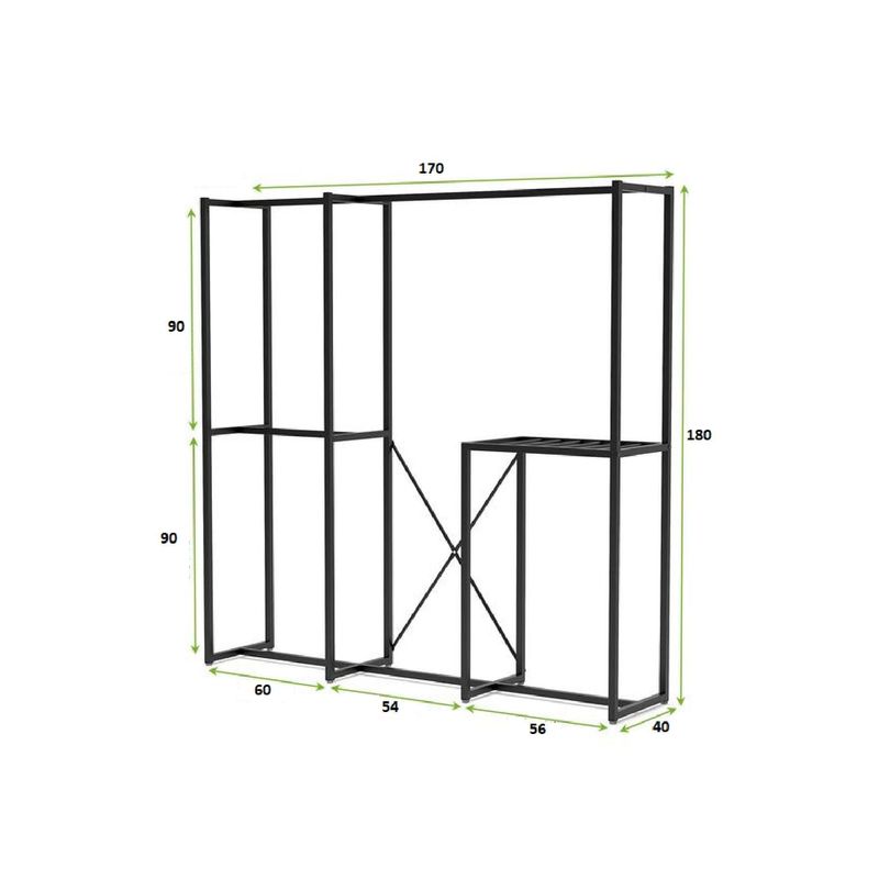Casa si Gradina - Mobilier - Organizare si depozitare - Cuiere - Cuier metalic Hanah Home, metal, 170 x 40 x 180 cm, negru, 540MDR1701 - Infinity.ro