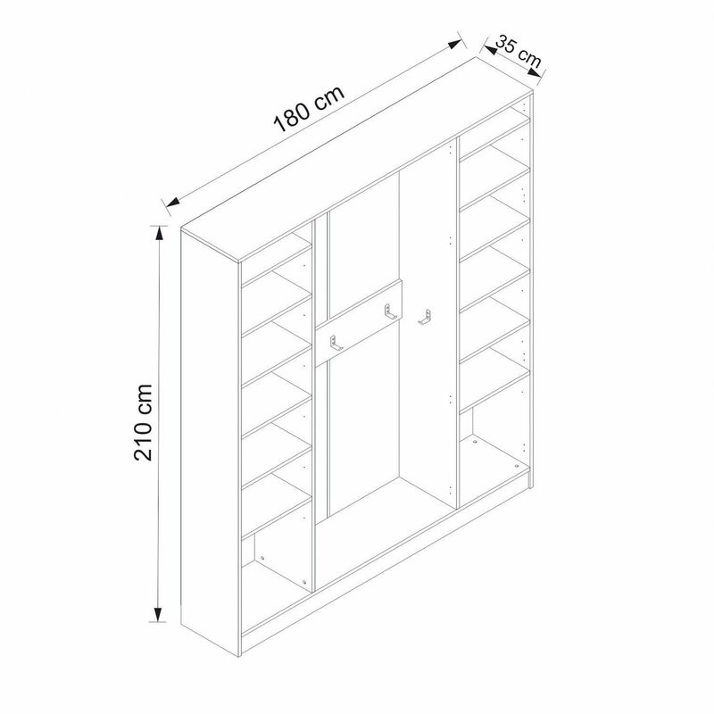 Casa si Gradina - Mobilier - Organizare si depozitare - Cuiere - Cuier hol Hanah Home, PAL melaminat, 180 x 35 x 210 cm, alb, 506MNR3804 - Infinity.ro