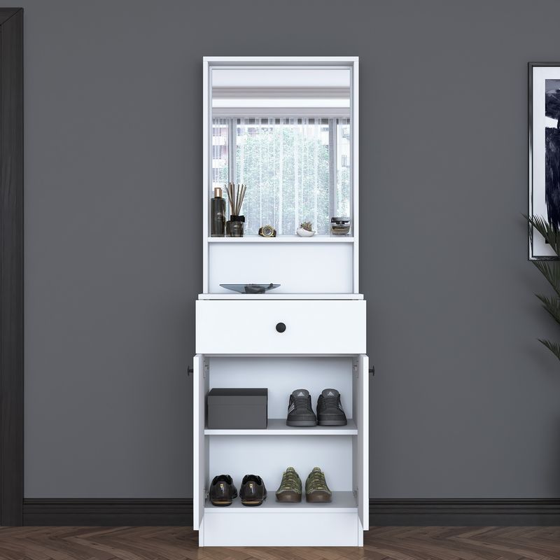 Casa si Gradina - Mobilier - Organizare si depozitare - Cuiere - Cuier hol Hanah Home, PAL melaminat, 60 x 35.5 x 182.8 cm, alb, 893RAN1730 - Infinity.ro
