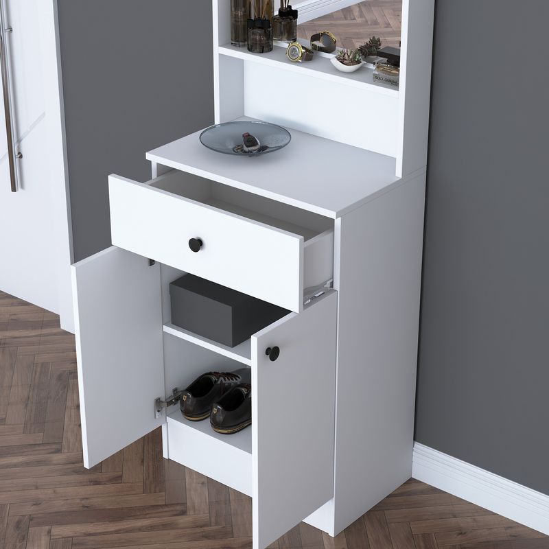 Casa si Gradina - Mobilier - Organizare si depozitare - Cuiere - Cuier hol Hanah Home, PAL melaminat, 60 x 35.5 x 182.8 cm, alb, 893RAN1730 - Infinity.ro