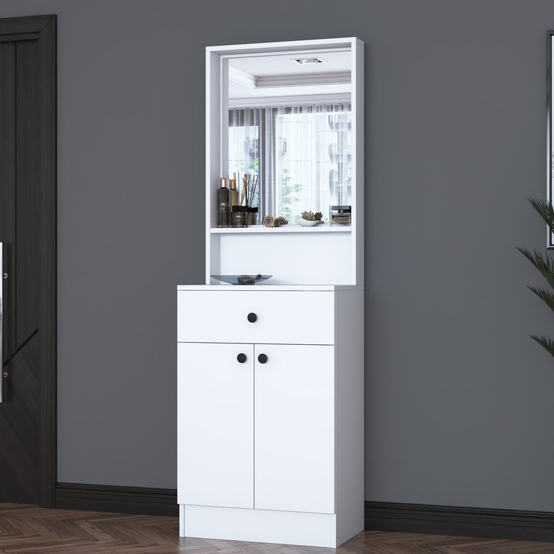 Casa si Gradina - Mobilier - Organizare si depozitare - Cuiere - Cuier hol Hanah Home, PAL melaminat, 60 x 35.5 x 182.8 cm, alb, 893RAN1730 - Infinity.ro