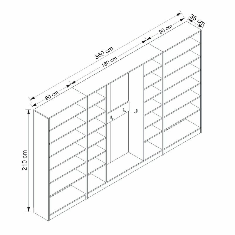 Casa si Gradina - Mobilier - Organizare si depozitare - Cuiere - Cuier hol Hanah Home, PAL melaminat, 360 x 35 x 210 cm, alb, 506MNR3326 - Infinity.ro