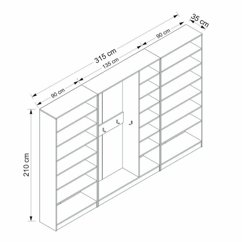 Casa si Gradina - Mobilier - Organizare si depozitare - Cuiere - Cuier hol Hanah Home, PAL melaminat, 315 x 35 x 210 cm, nuc, 506MNR3256 - Infinity.ro