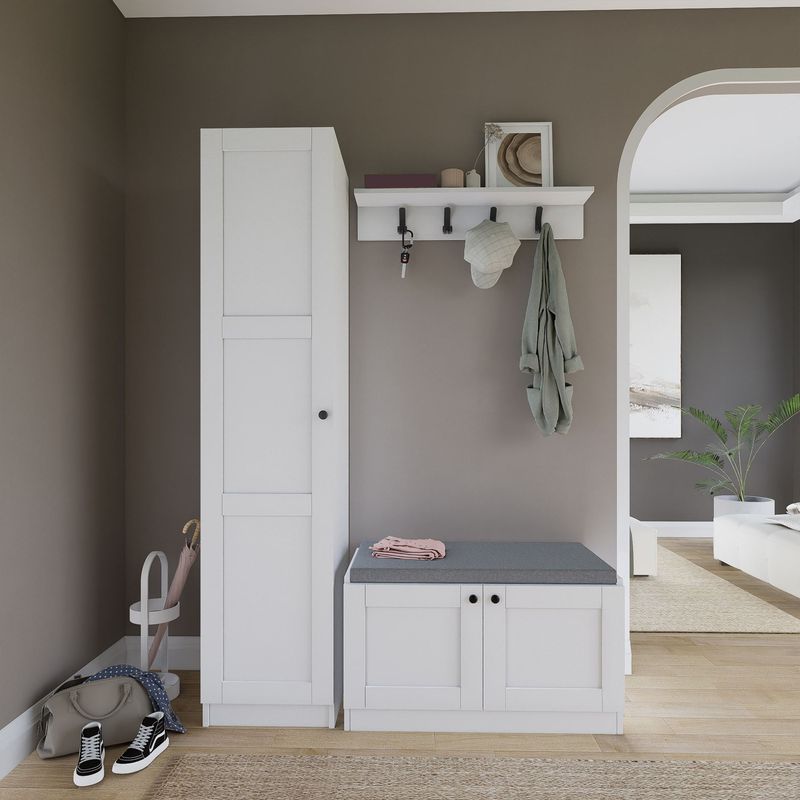 Casa si Gradina - Mobilier - Organizare si depozitare - Cuiere - Set cuiere hol Hanah Home, PAL melaminat, 130 x 35 x 182 cm, alb, 350MWD1901 - Infinity.ro