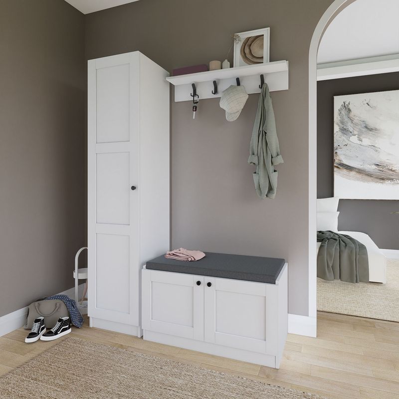 Casa si Gradina - Mobilier - Organizare si depozitare - Cuiere - Set cuiere hol Hanah Home, PAL melaminat, 130 x 35 x 182 cm, alb, 350MWD1901 - Infinity.ro