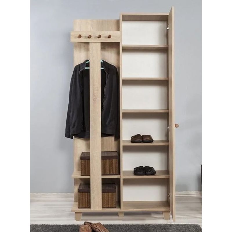 Casa si Gradina - Mobilier - Organizare si depozitare - Cuiere - Cuier hol Hanah Home, PAL melaminat, 90 x 36 x 192 cm, stejar sonoma, 869VEL4837 - Infinity.ro