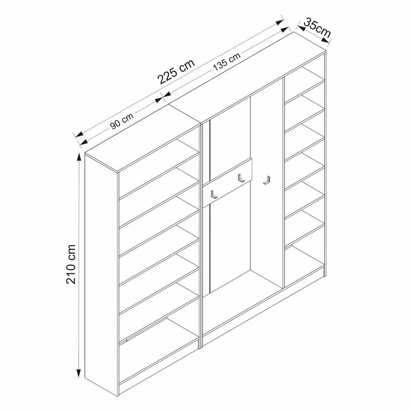 Casa si Gradina - Mobilier - Organizare si depozitare - Cuiere - Cuier hol Hanah Home, PAL melaminat, 225 x 35 x 210 cm, nuc, 506MNR3197 - Infinity.ro