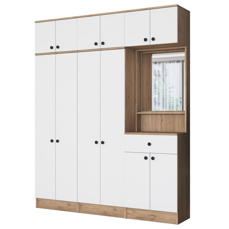 Casa si Gradina - Mobilier - Organizare si depozitare - Cuiere - Cuier hol Hanah Home, PAL melaminat, 120 x 35 x 194 cm, nuc/alb, 893RAN1732 - Infinity.ro