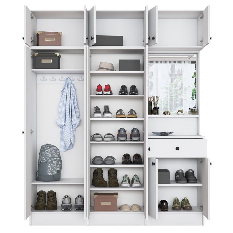 Casa si Gradina - Mobilier - Organizare si depozitare - Cuiere - Cuier hol Hanah Home, PAL melaminat, 120 x 35 x 194 cm, alb, 893RAN1731 - Infinity.ro