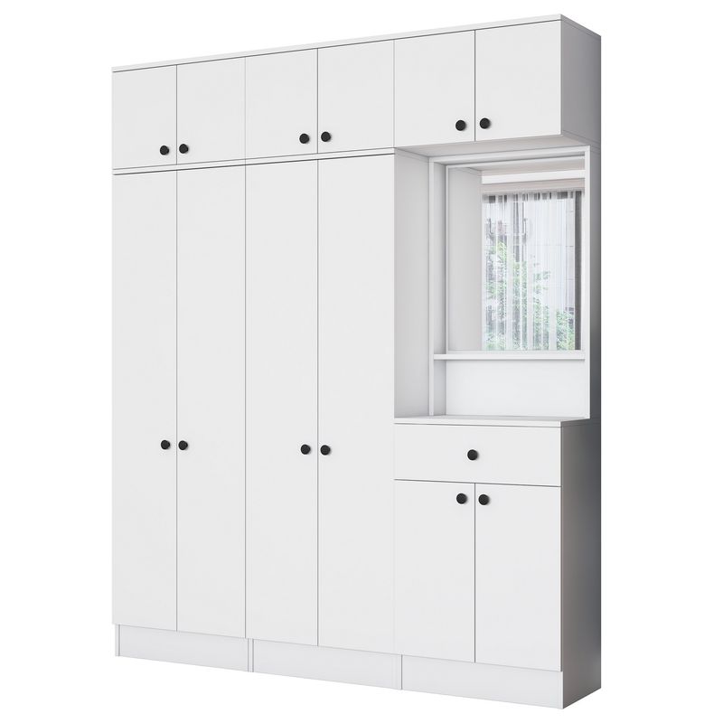 Casa si Gradina - Mobilier - Organizare si depozitare - Cuiere - Cuier hol Hanah Home, PAL melaminat, 120 x 35 x 194 cm, alb, 893RAN1731 - Infinity.ro