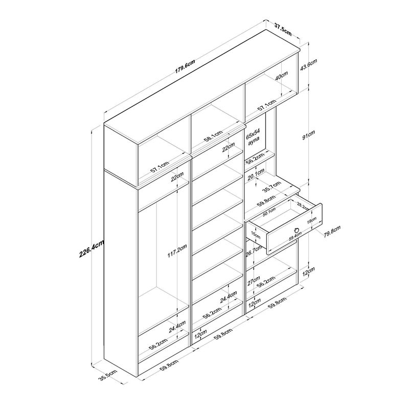 Casa si Gradina - Mobilier - Organizare si depozitare - Cuiere - Cuier hol Hanah Home, PAL melaminat, 120 x 35 x 194 cm, nuc/alb, 893RAN1732 - Infinity.ro