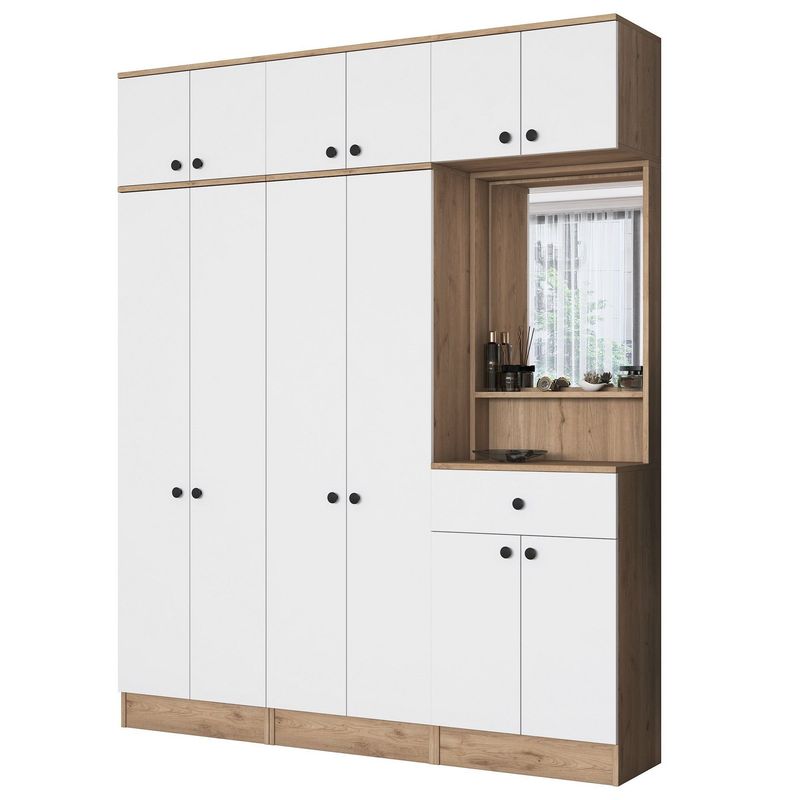 Casa si Gradina - Mobilier - Organizare si depozitare - Cuiere - Cuier hol Hanah Home, PAL melaminat, 120 x 35 x 194 cm, nuc/alb, 893RAN1732 - Infinity.ro