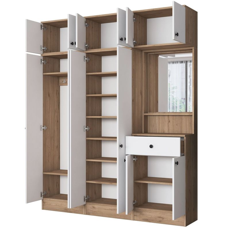 Casa si Gradina - Mobilier - Organizare si depozitare - Cuiere - Cuier hol Hanah Home, PAL melaminat, 120 x 35 x 194 cm, nuc/alb, 893RAN1732 - Infinity.ro