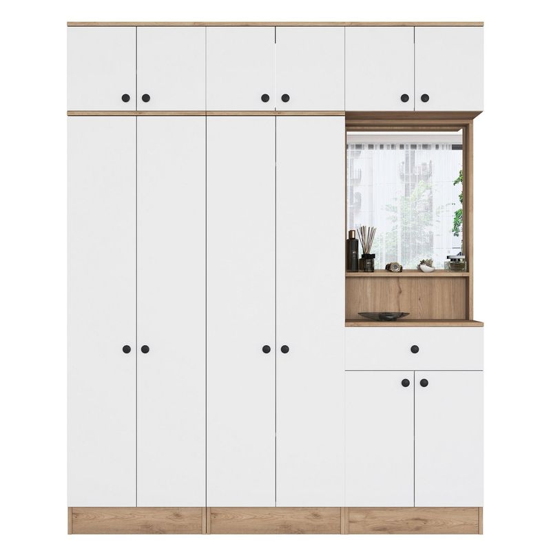 Casa si Gradina - Mobilier - Organizare si depozitare - Cuiere - Cuier hol Hanah Home, PAL melaminat, 120 x 35 x 194 cm, nuc/alb, 893RAN1732 - Infinity.ro