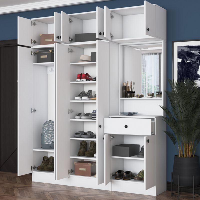Casa si Gradina - Mobilier - Organizare si depozitare - Cuiere - Cuier hol Hanah Home, PAL melaminat, 120 x 35 x 194 cm, alb, 893RAN1731 - Infinity.ro