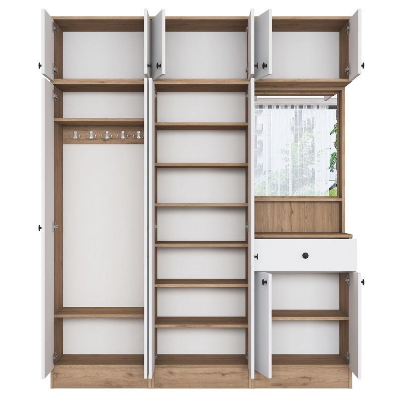 Casa si Gradina - Mobilier - Organizare si depozitare - Cuiere - Cuier hol Hanah Home, PAL melaminat, 120 x 35 x 194 cm, nuc/alb, 893RAN1732 - Infinity.ro