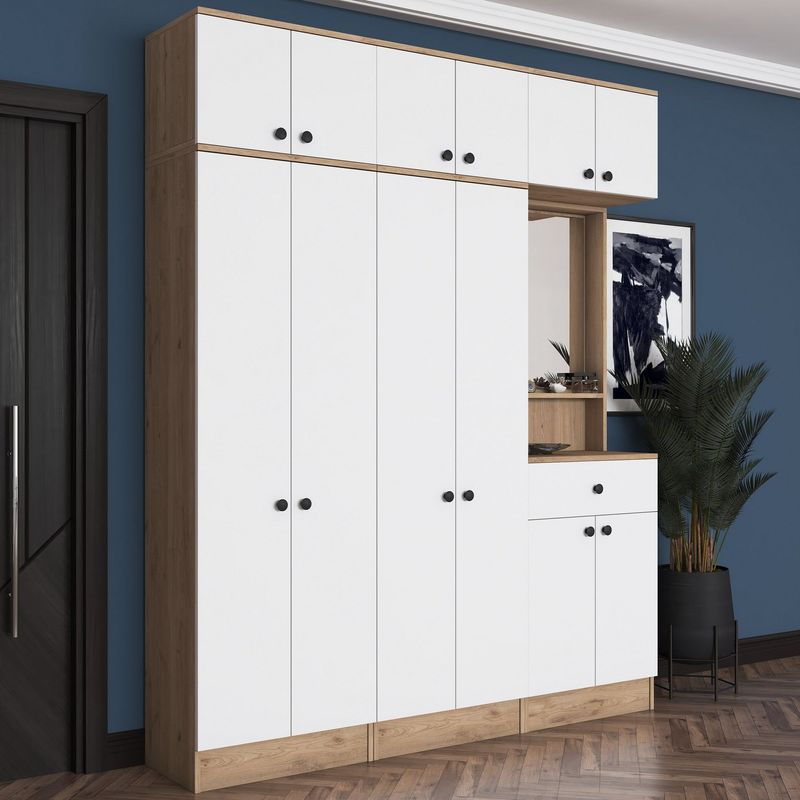 Casa si Gradina - Mobilier - Organizare si depozitare - Cuiere - Cuier hol Hanah Home, PAL melaminat, 120 x 35 x 194 cm, nuc/alb, 893RAN1732 - Infinity.ro