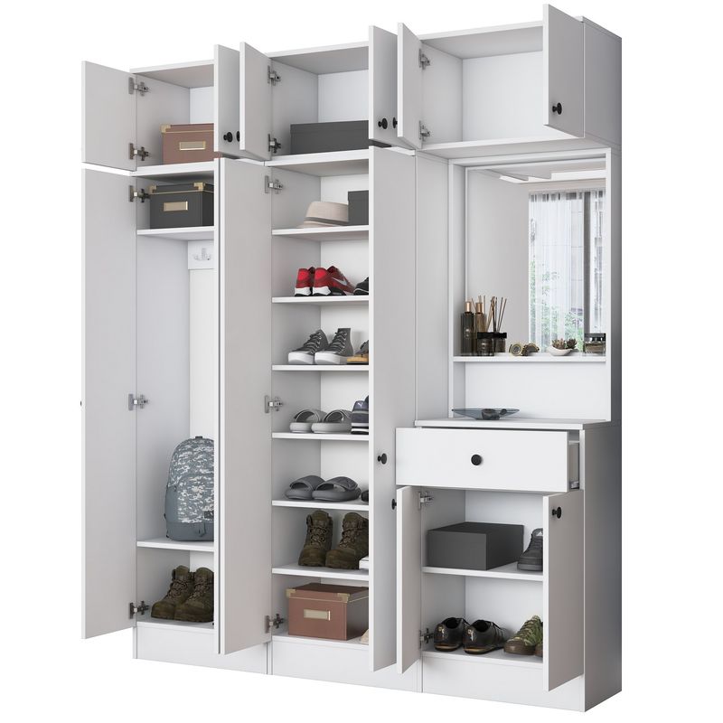 Casa si Gradina - Mobilier - Organizare si depozitare - Cuiere - Cuier hol Hanah Home, PAL melaminat, 120 x 35 x 194 cm, alb, 893RAN1731 - Infinity.ro