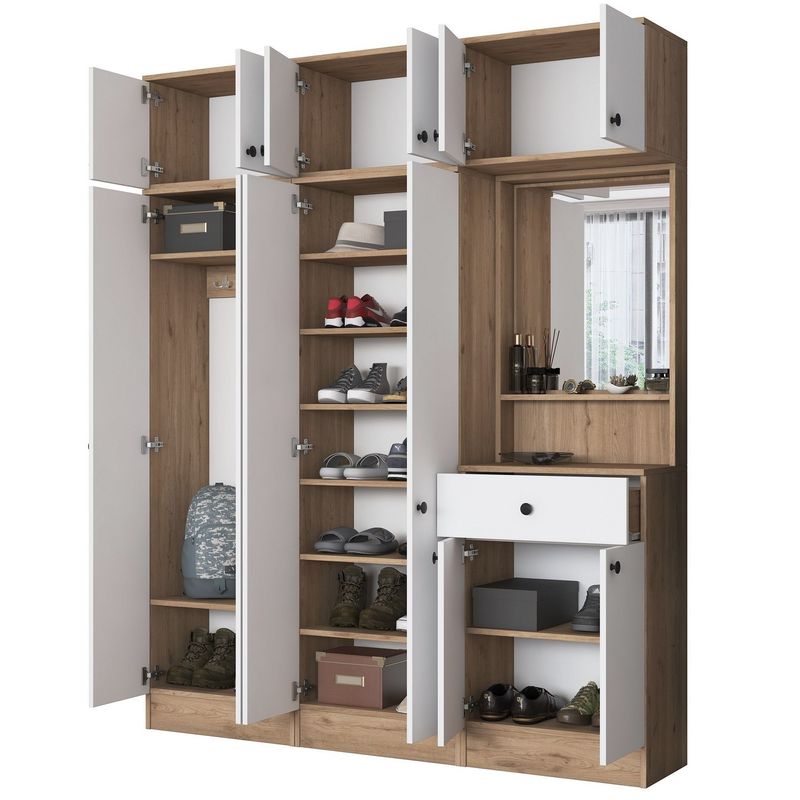 Casa si Gradina - Mobilier - Organizare si depozitare - Cuiere - Cuier hol Hanah Home, PAL melaminat, 120 x 35 x 194 cm, nuc/alb, 893RAN1732 - Infinity.ro