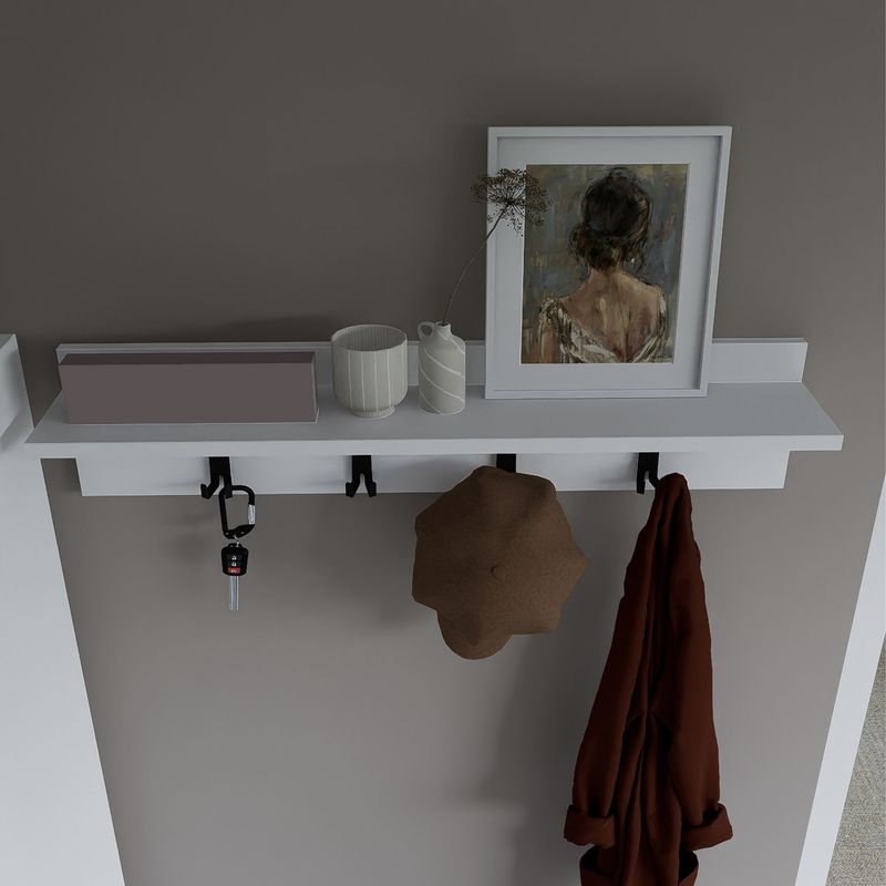 Casa si Gradina - Mobilier - Organizare si depozitare - Cuiere - Cuier Hanah Home, PAL melaminat, 90 x 20 cm, alb, 350MWD1902 - Infinity.ro